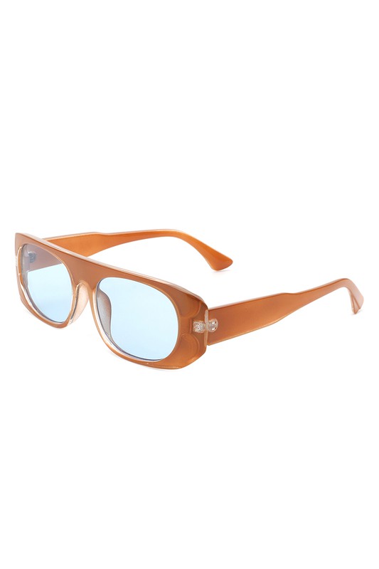 Rectangle Retro Oval Fashion Flat Top Sunglasses