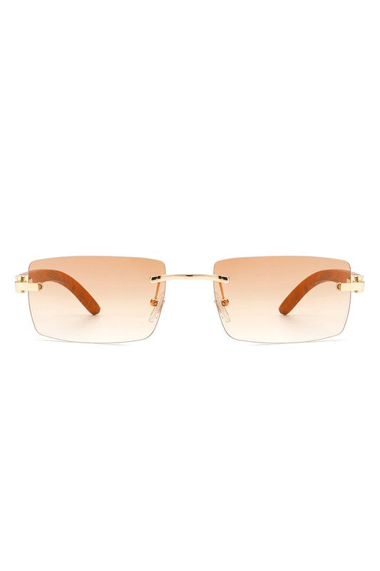 Rectangle Rimless Retro Tinted Sunglasses