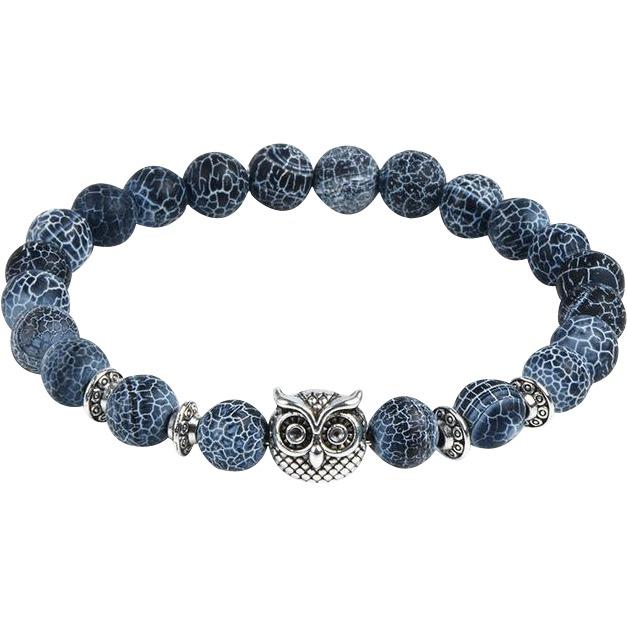 Natural Stone Owl Head Yoga Bracelet