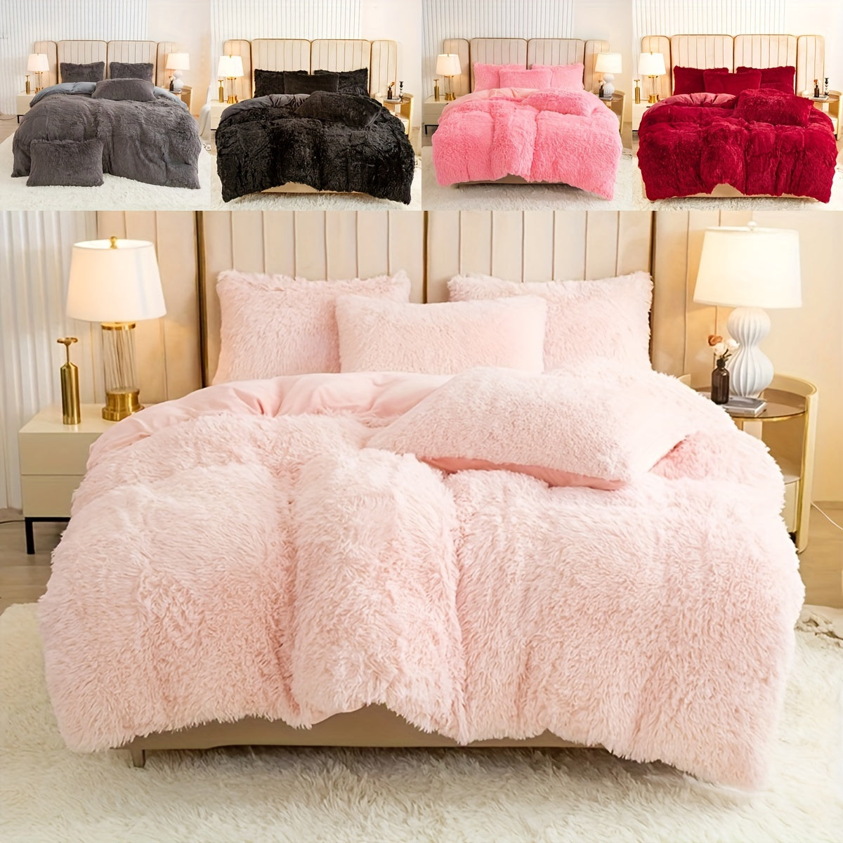 3-Piece Multi-Color Bedding Set - Polyester Duvet Cover & Pillowcases - Machine Washable