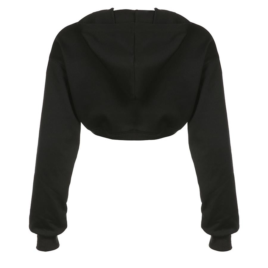 Exquisite slight stretch two colors hooded crop sweatshirt(only sweatshirt)