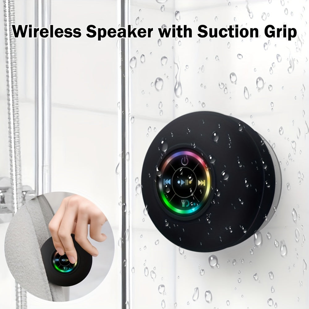 Portable Wireless Shower Speaker with Suction Cup - USB Rechargeable - 2 Hour Playtime - 5.0 Wireless - Perfect for Parties, Bathroom, Travel, Home, and Outdoors - Great Gift for Holidays!