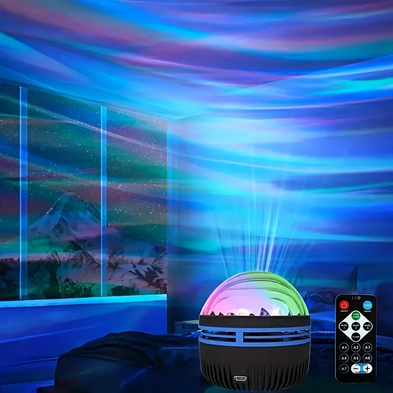 LED Northern Light Projector with Multicolor Pattern & Remote - Bedroom, Ceiling, Home Theater, Christmas/Valentine's Day Gift - Dimmable, Color Changing