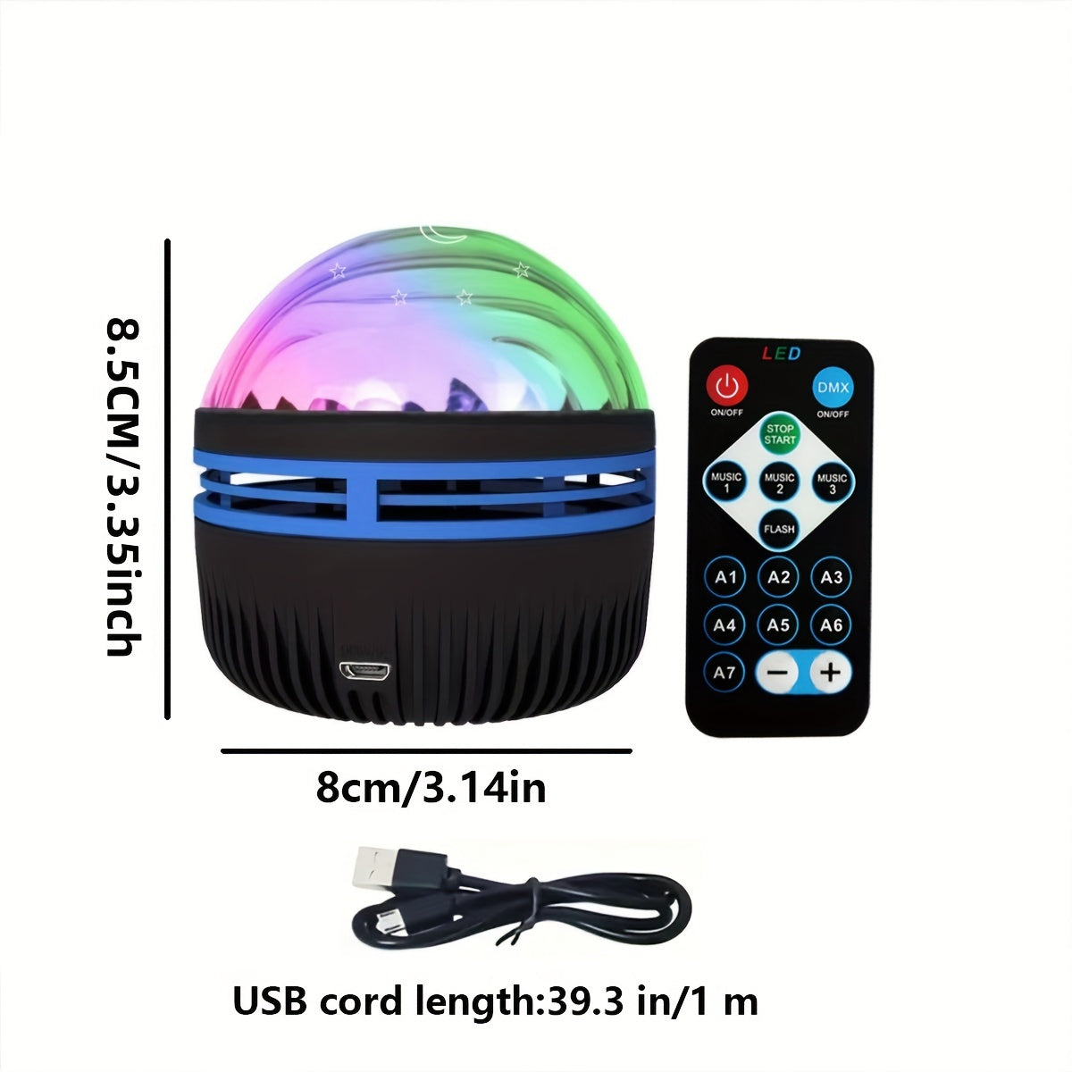 LED Northern Light Projector with Multicolor Pattern & Remote - Bedroom, Ceiling, Home Theater, Christmas/Valentine's Day Gift - Dimmable, Color Changing