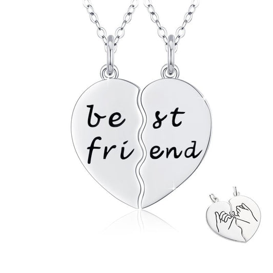 925 Sterling Silver Best Friends BFF Necklace Bff Half Heart Necklace