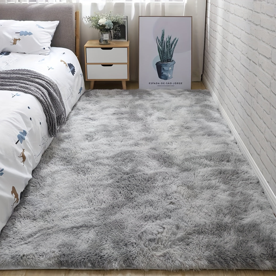 Soft Plush Shag Rug for Bedroom & Living Room - Non-Slip, Tie-Dyed Design - 31.5*62.99inch