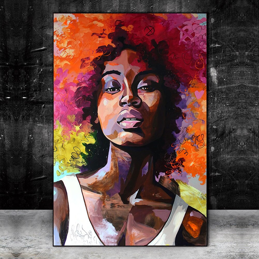 African Woman Abstract Graffiti Art Canvas Posters And Prints Street Art Canvas Paintings On the Wall Art Pictures Home Decor