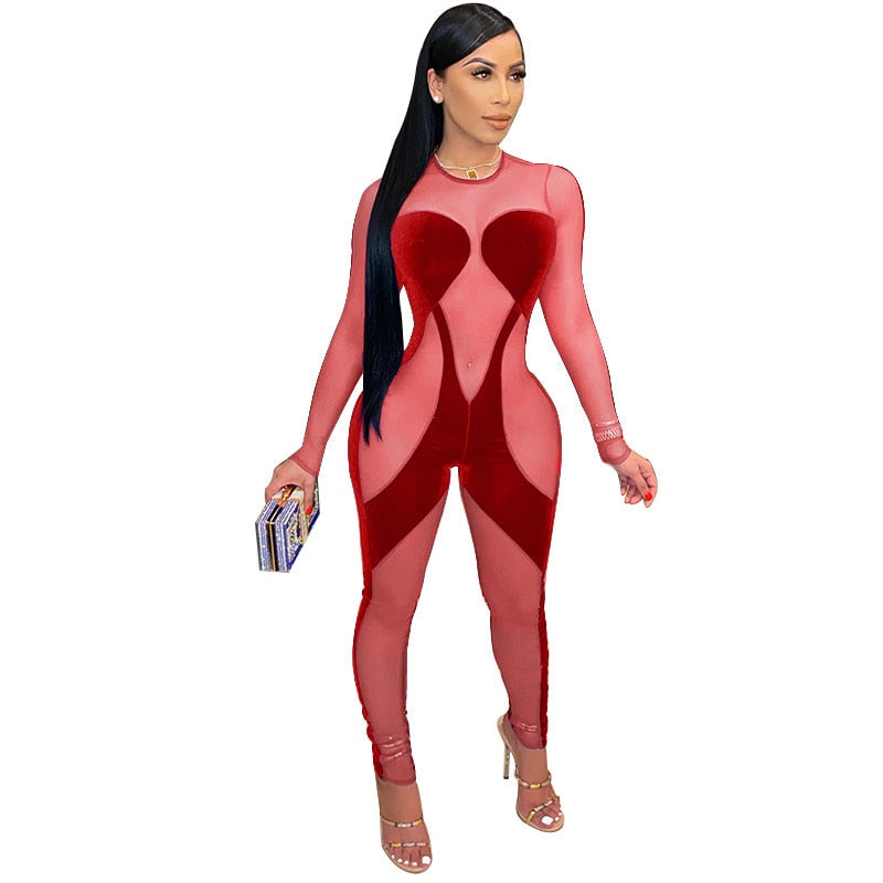 Adogirl Sexy Transparent Mesh Jumpsuit