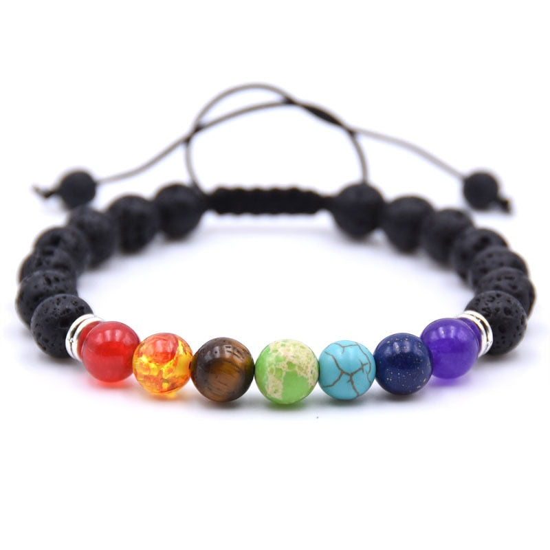 7 Chakra Charms Lava Rock Bracelets For Men Women Essential Oils Diffuser Natural stone Beads Chain Fashion handmade Jewelry