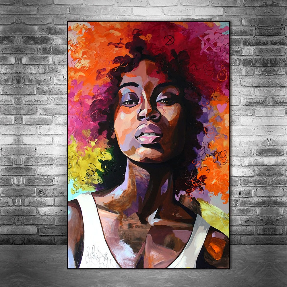 African Woman Abstract Graffiti Art Canvas Posters And Prints Street Art Canvas Paintings On the Wall Art Pictures Home Decor