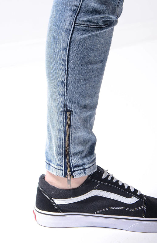 Men's Frayed Slim Fit Long Jeans