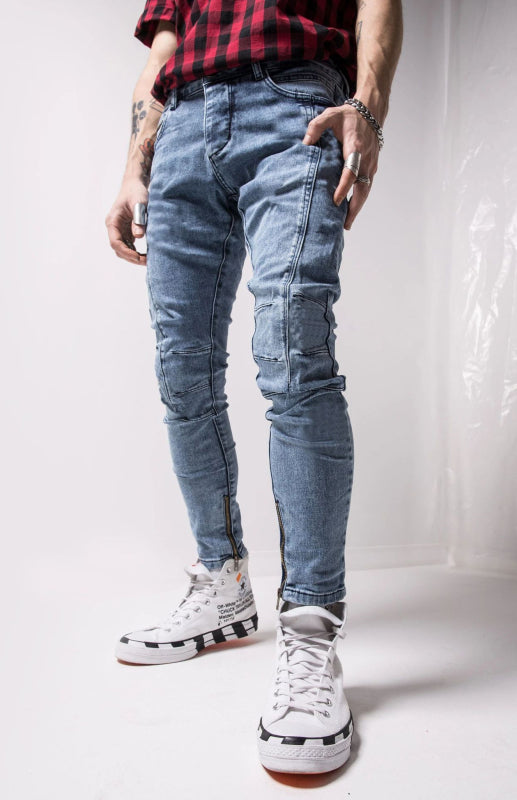 Men's Frayed Slim Fit Long Jeans