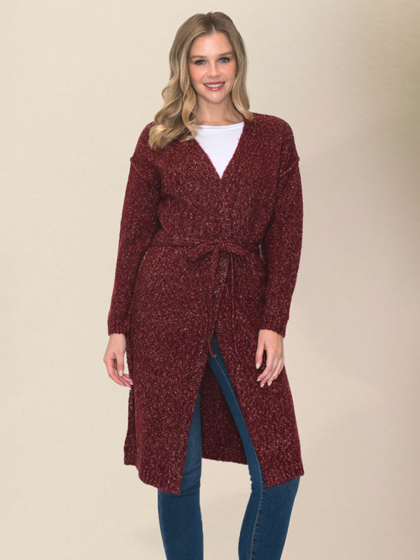 Long knitted sweater cardigan